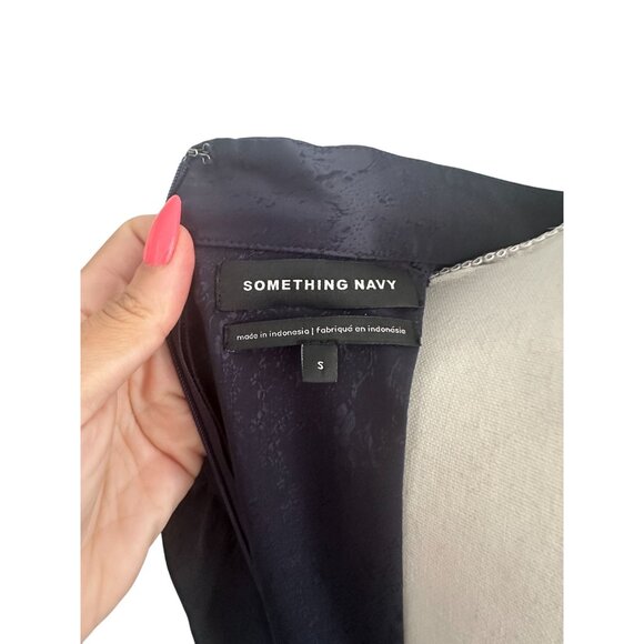 SOMETHING NAVY Ruffle Navy Blue Mini Dress Size Small - Picture 5 of 7